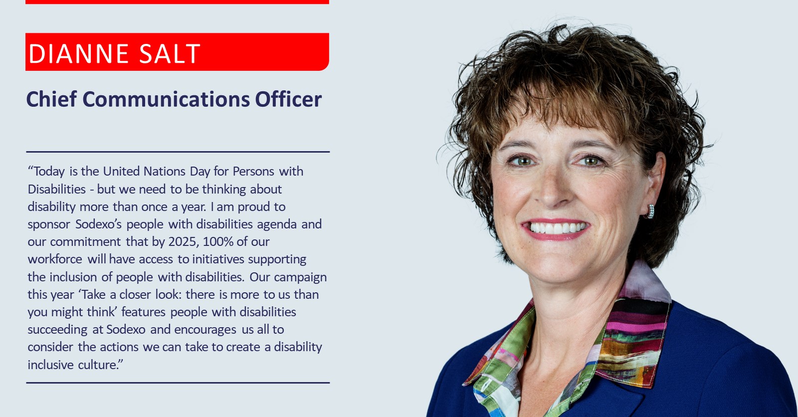 Quote from Dianne Salt – Chief Communications Officer, accessible version available below.